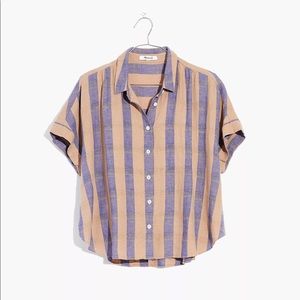 Madewell Linen-Blend Hilltop Shirt in Bayley Stripe NWT XS